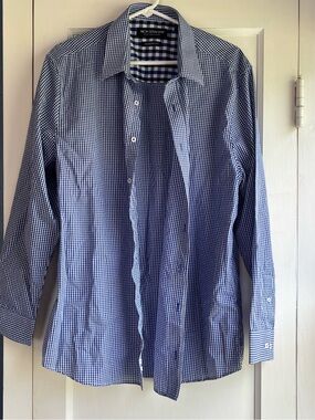Blue Gingham Men's Dress Shirt
